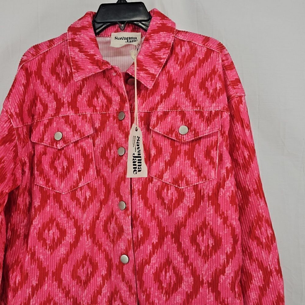 Savanna Jane THINK PINK CORDUROY JACKETAztec Red Pink Women's Size Small Nwt - Picture 6 of 13